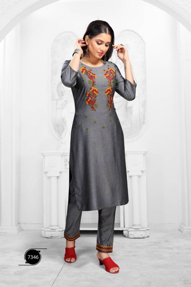 Fashion Talk Roohi Fancy Designer Style Casual Wear Rayon Kurtis With Bottom Collection 